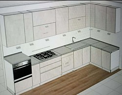 Cucina ad angolo completa di elettrodomestici